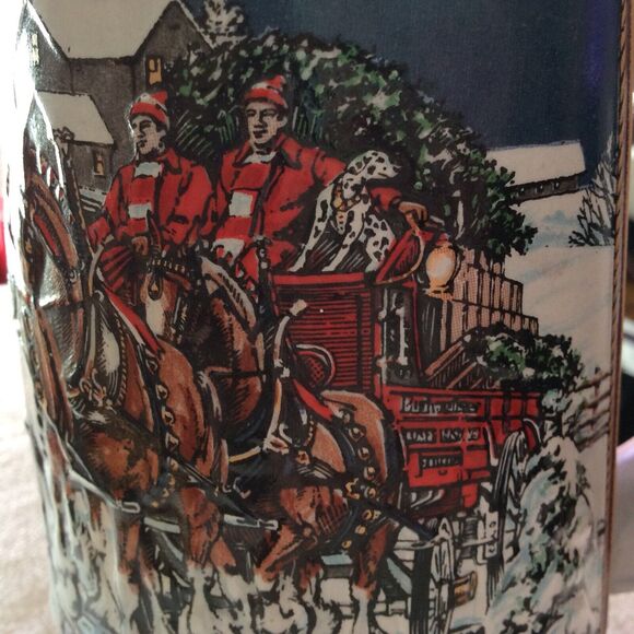 Vintage 1989 Budweiser Holiday Beer SteinMug Clydesdale Collector Anheuser-Busch - Picture 8 of 9